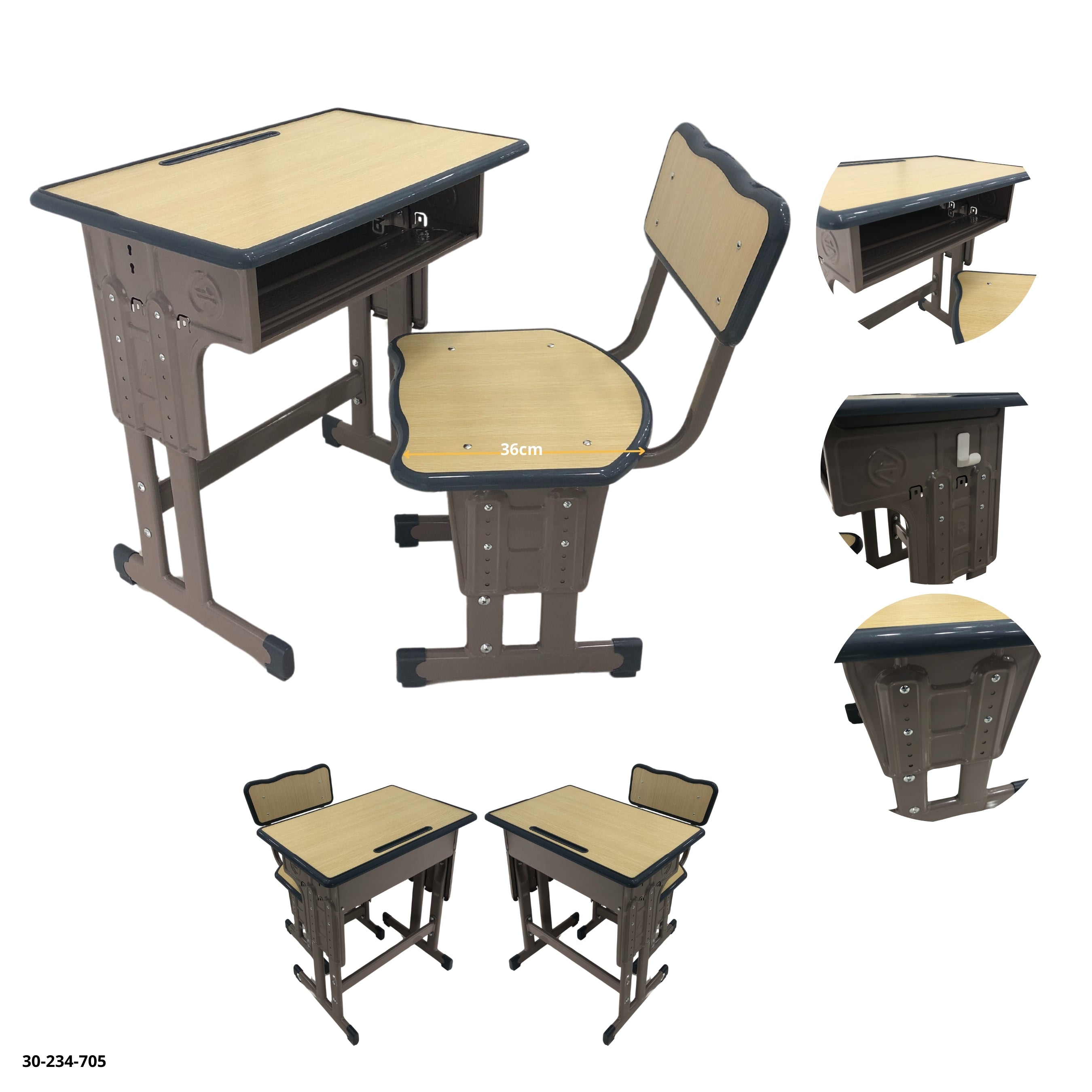 SCHOOL TABLE WITH WOOD COLOR CHAIR / 30-215-39