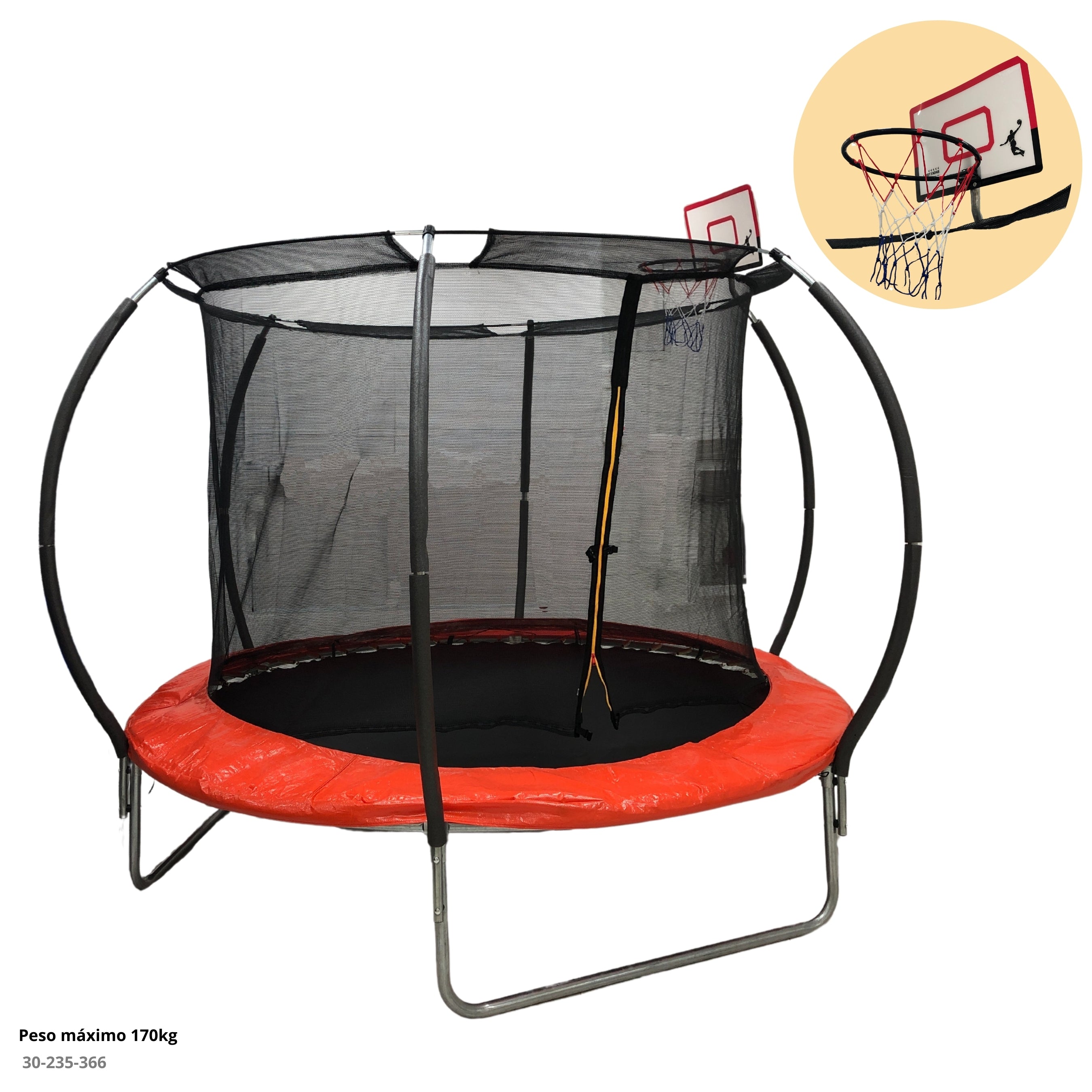 TRAMPOLIN 6' C/BASKETBALL (183cmX200cm ALTO)