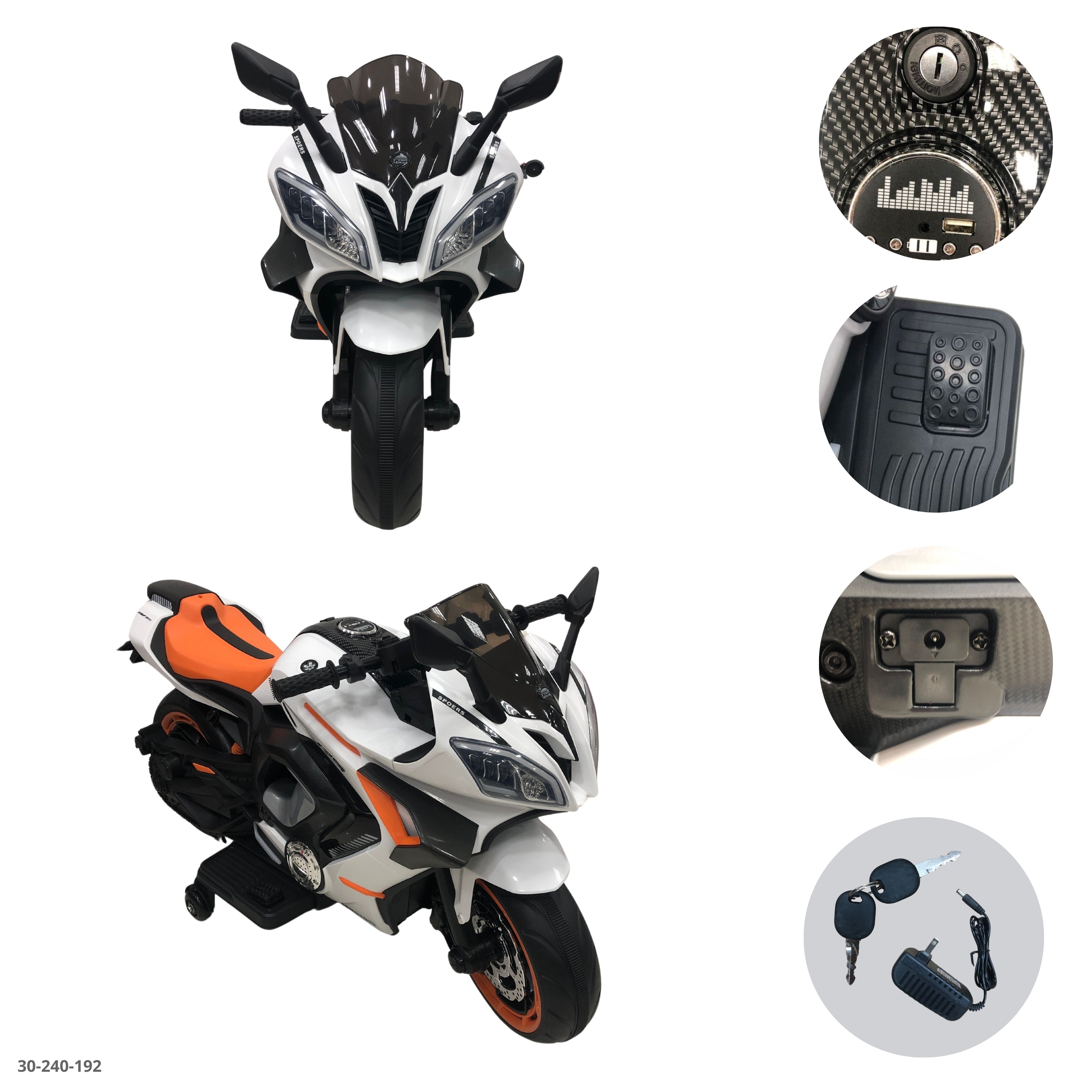 MOTO NINJA BLANCA/ NARANJA