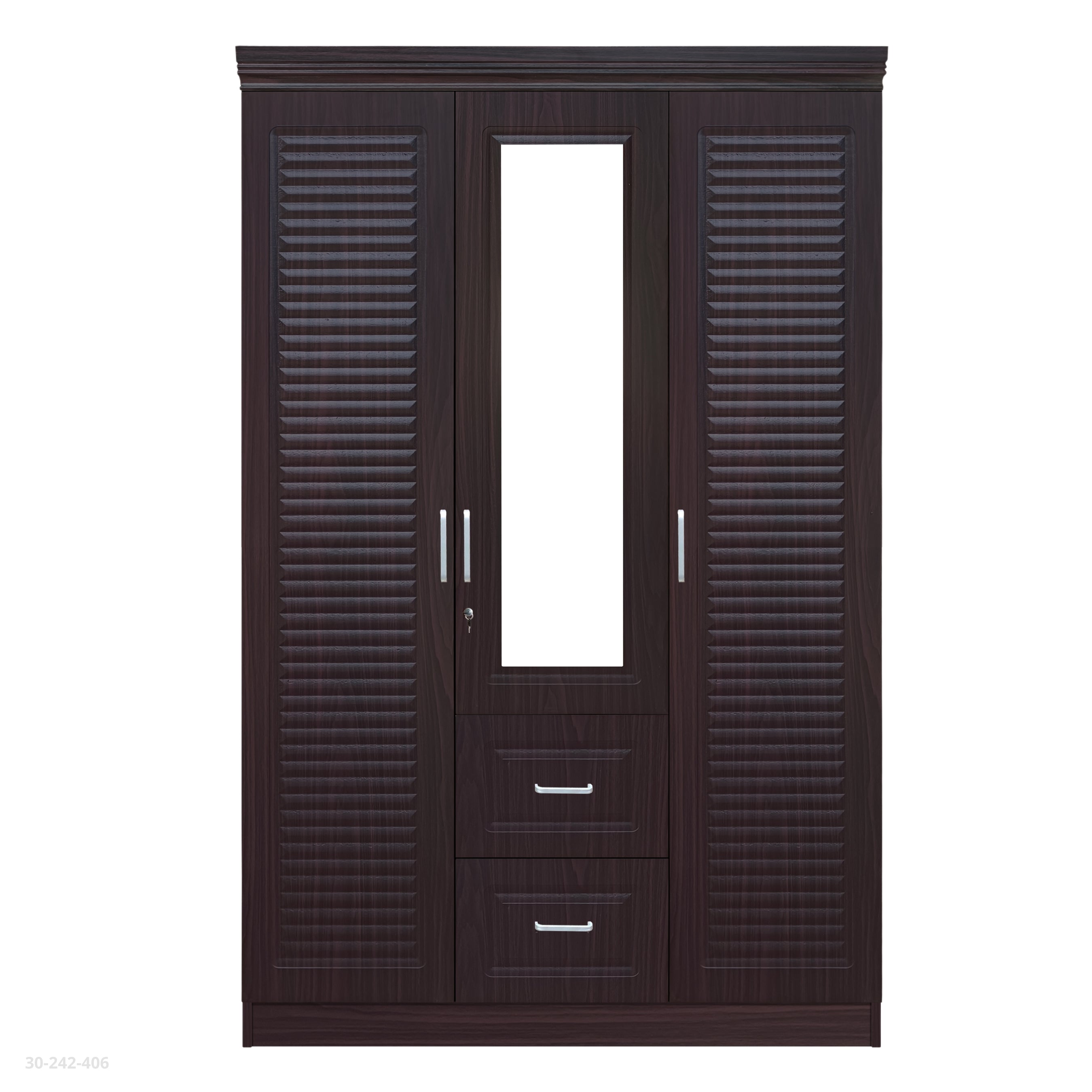 LARGE WENGUE RATTAN TEXTURE WARDROBE / 2-7188-XP