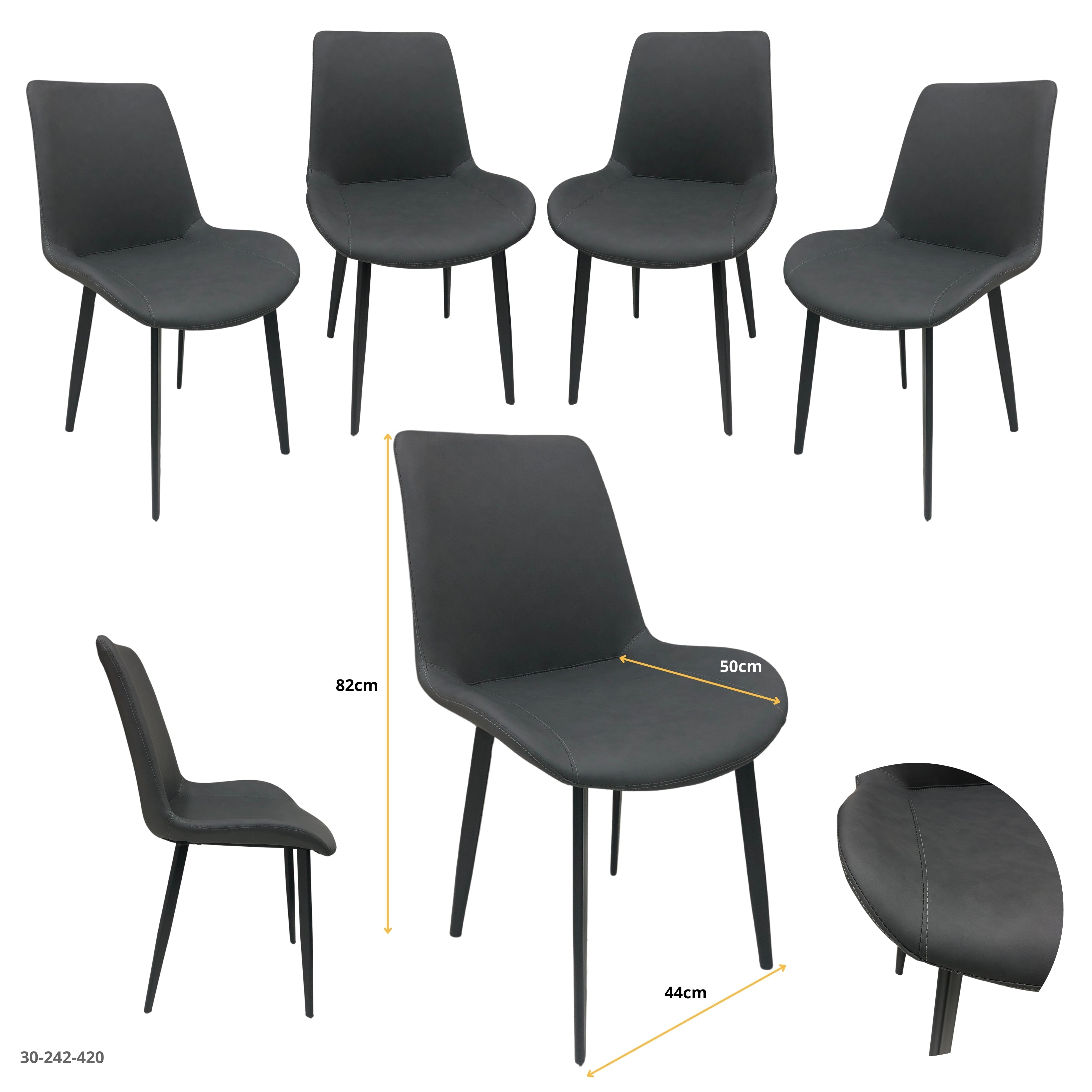 JUEGO DE 4 SILLAS PARA COMEDOR NEGRO/GRIS