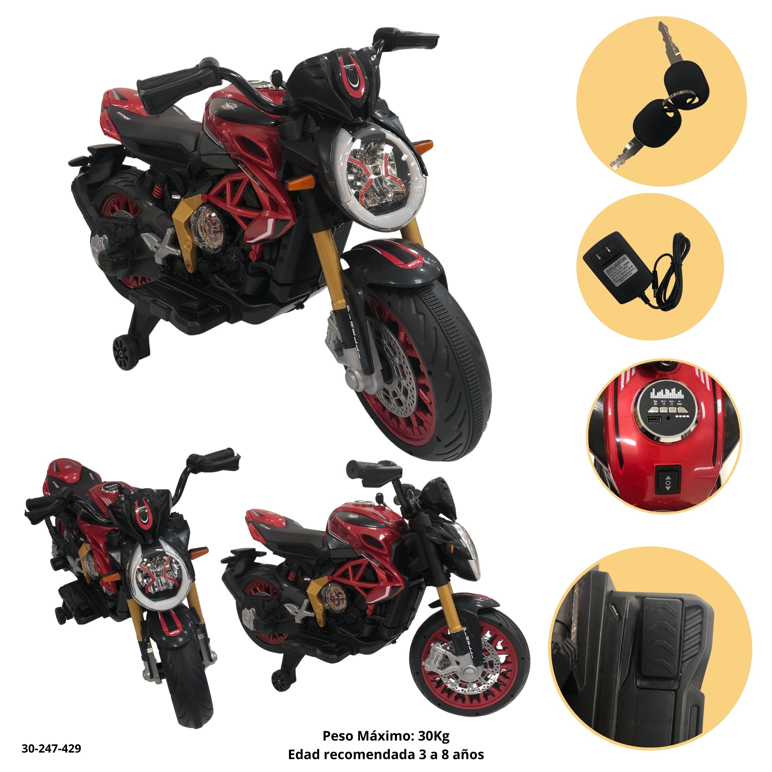 MOTO NEGRA/ ROJO