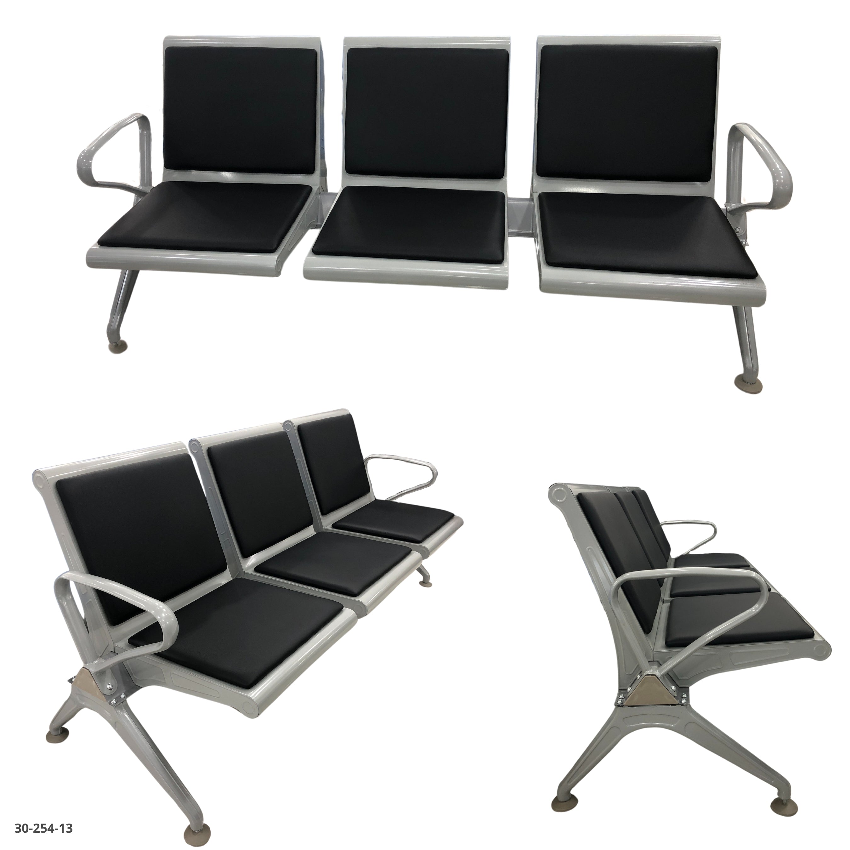 SET 3 SILLAS NEGRA CUERINA  DE METAL