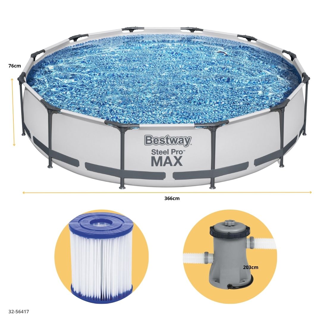PISCINA+FILTRO REDONDA STEEL PRO MAX 366*76CM