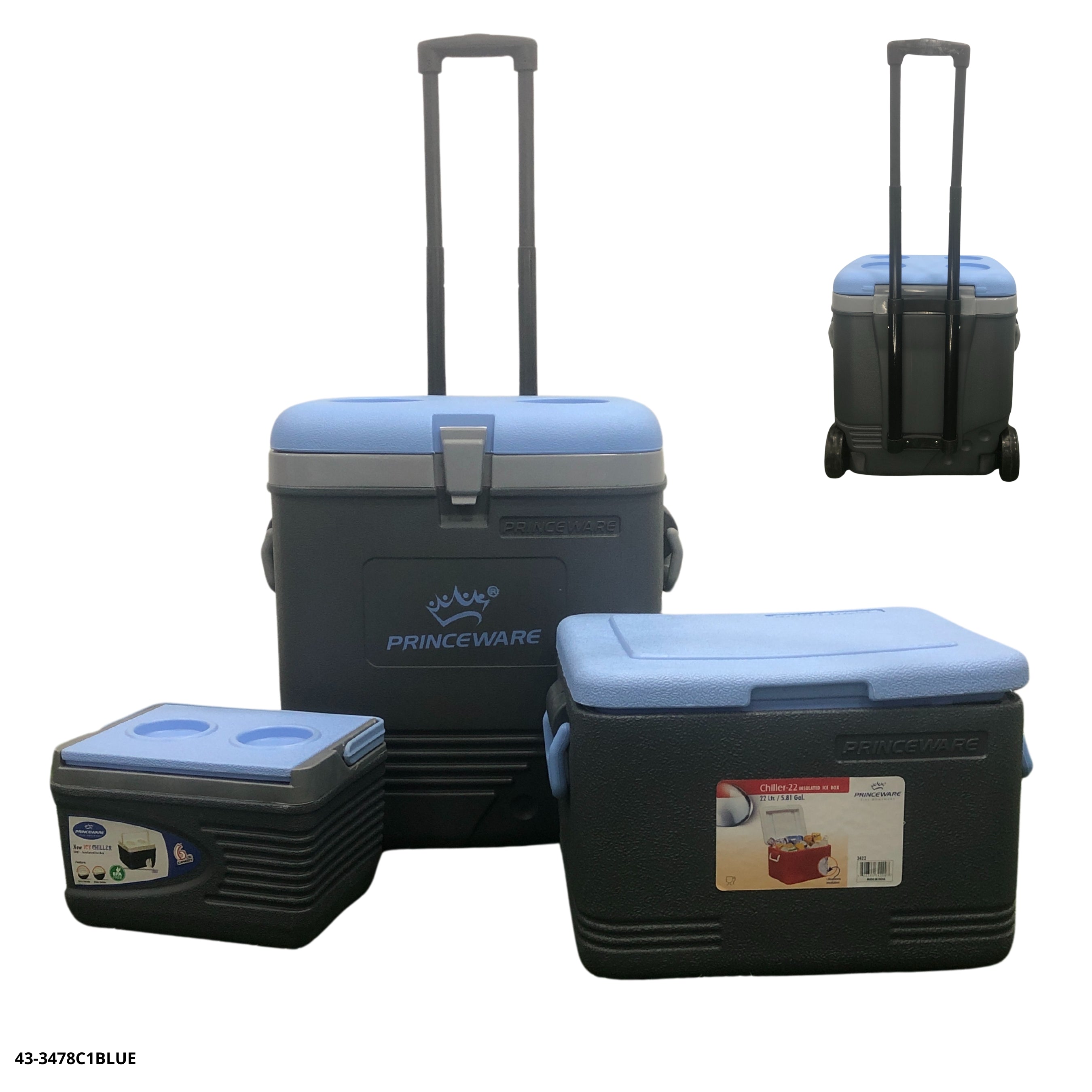 HIELERA GRIS/AZUL SET 3 PZAS (52L+22L+6L)