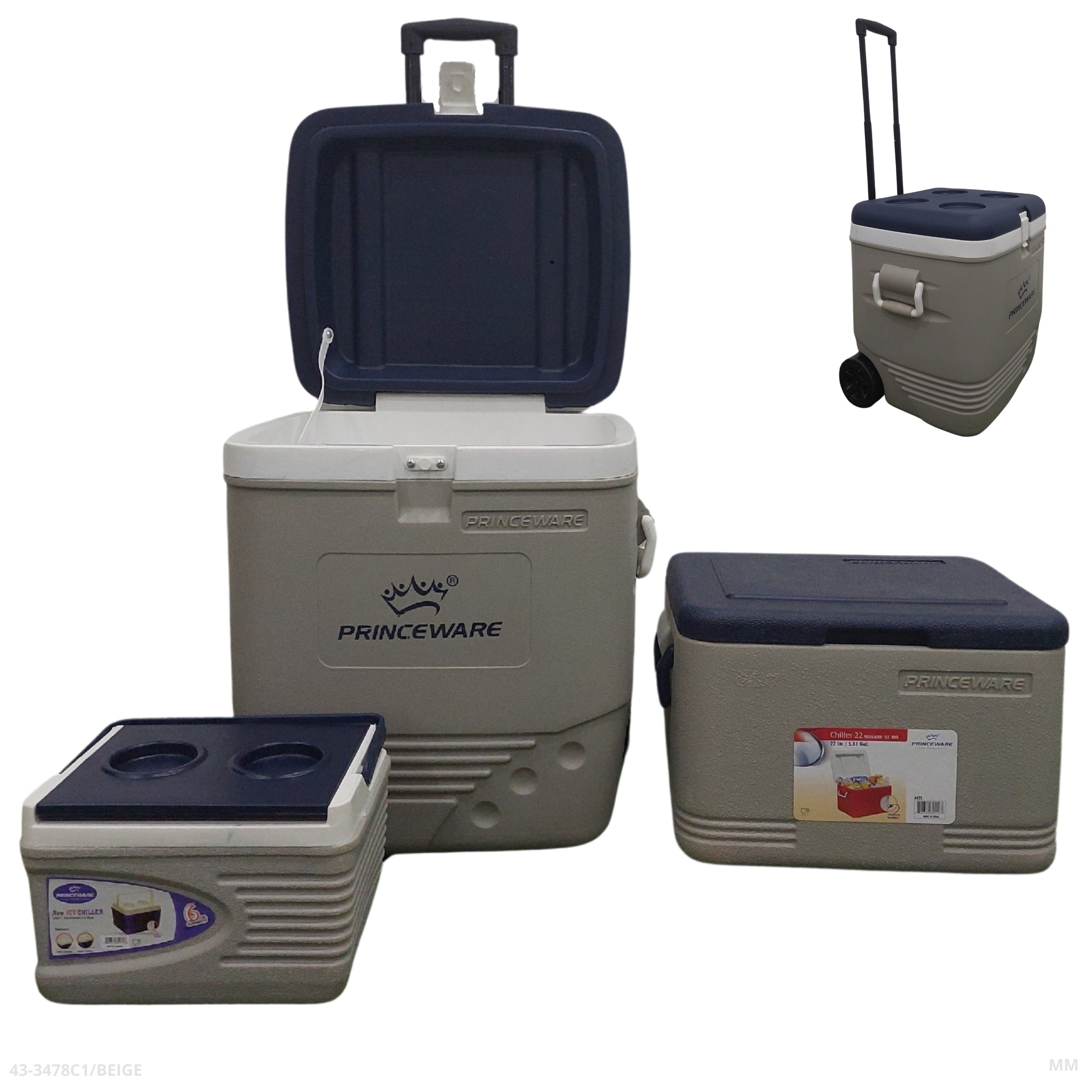 HIELERA BEIGE/GRIS/AZUL SET 3 PZAS