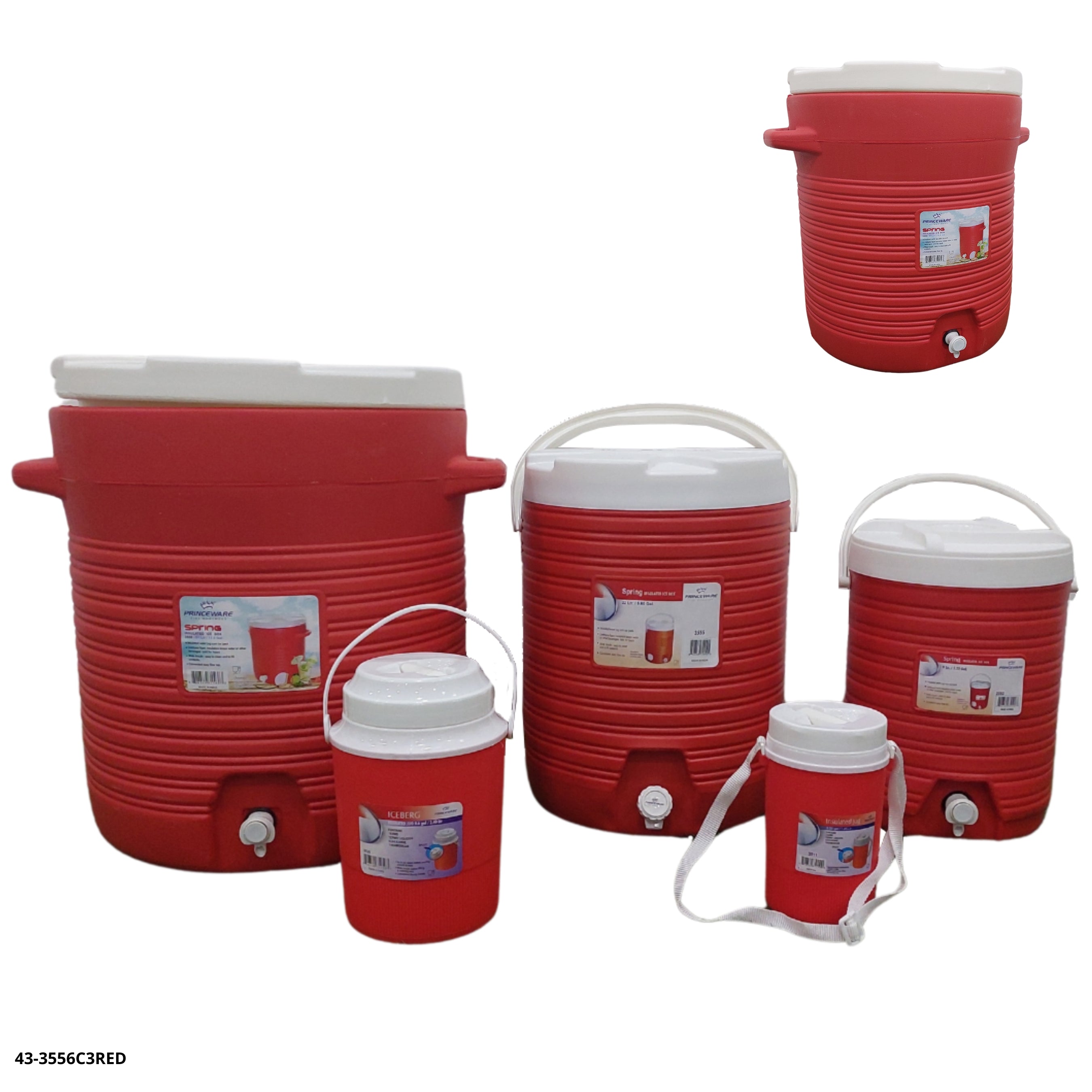 HIELERA ROJA SET 5 PZAS (51L+22L+9L+2.4L+1.25L)