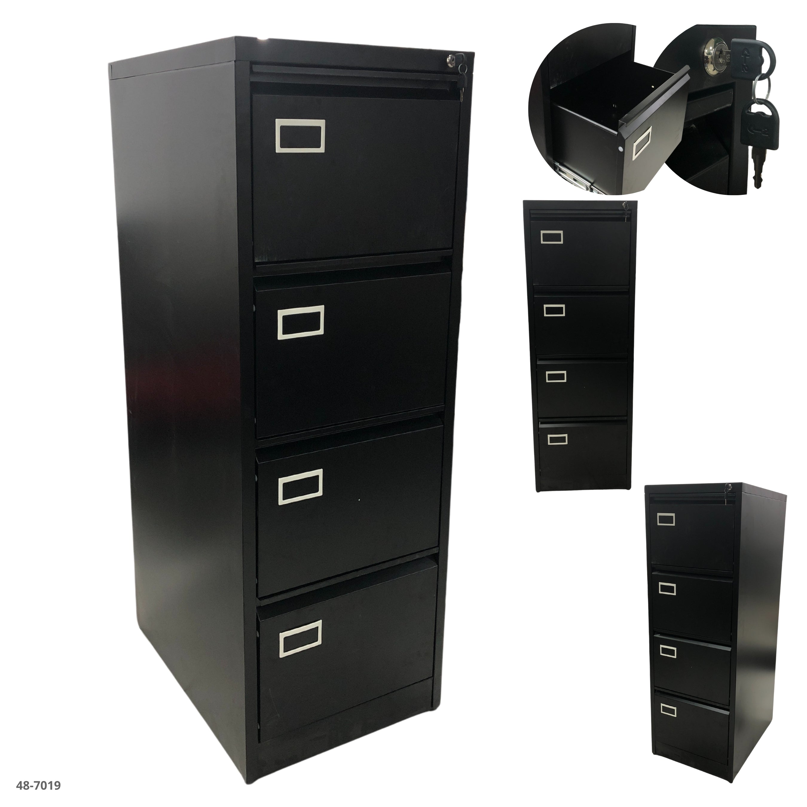 METAL FILE FILE WITH 4 BLACK DRAWERS / 11-2197
