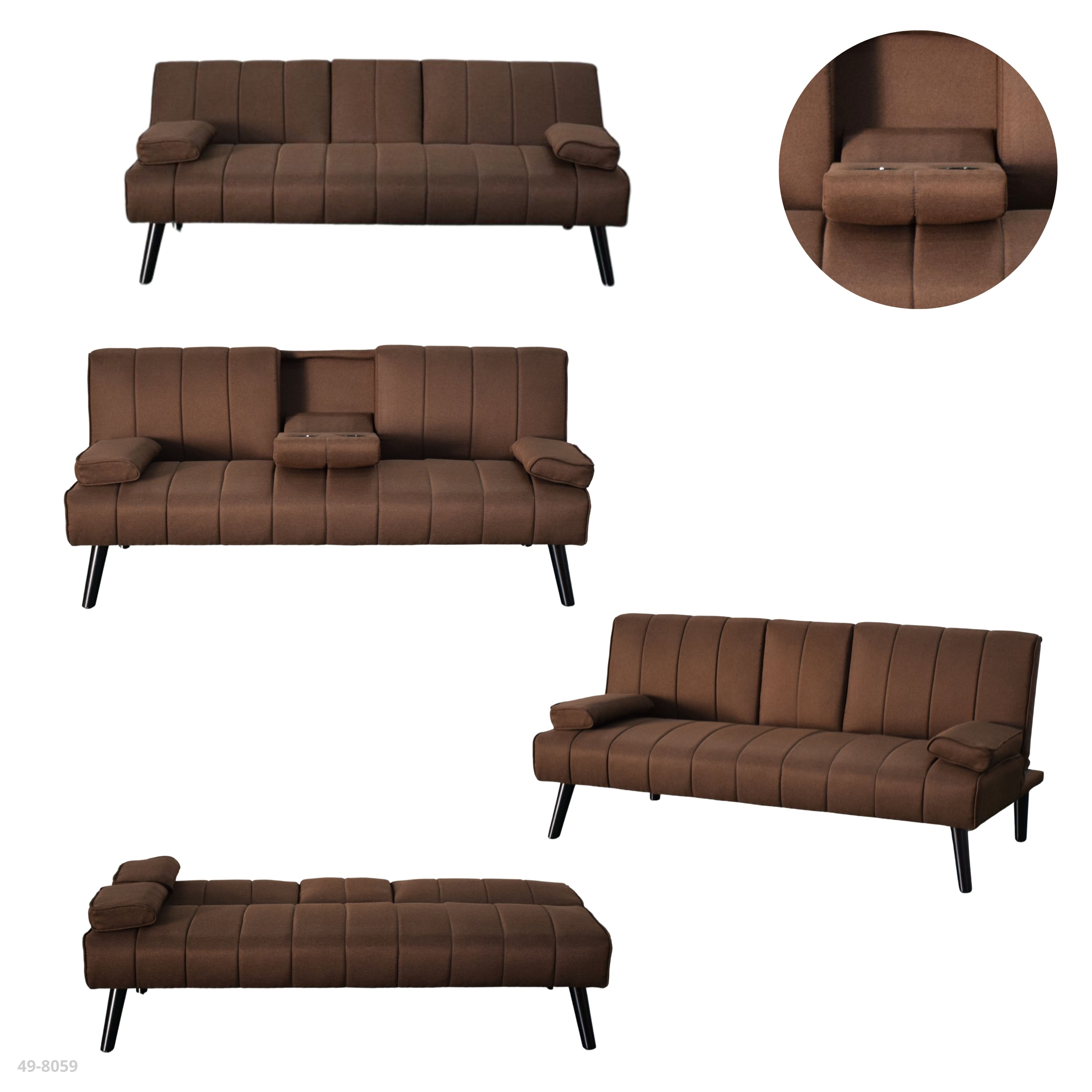 SOFA CAMA CHOCOLATE/ PATAS NEGRAS