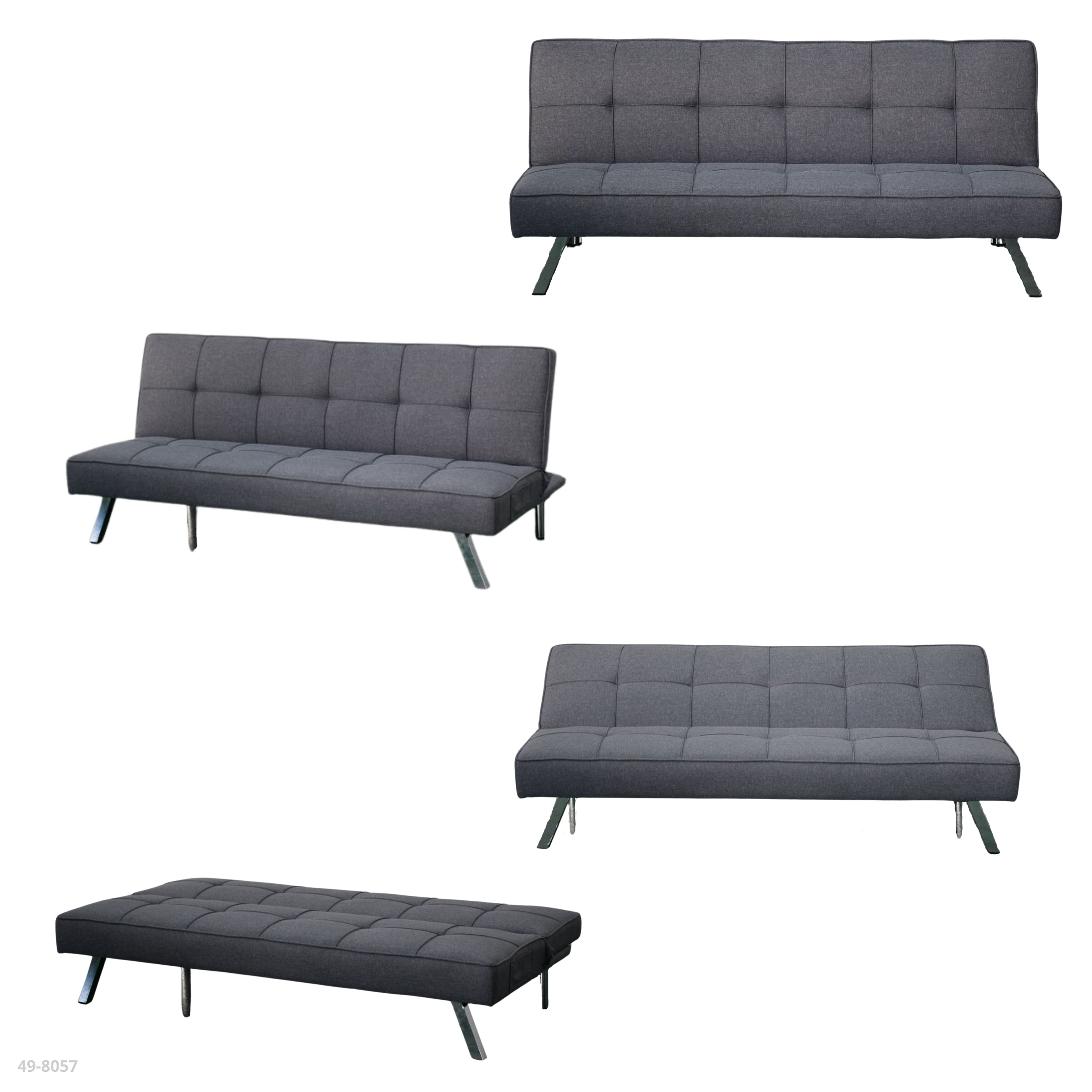 SOFA CAMA GRIS/ PATAS NEGRAS