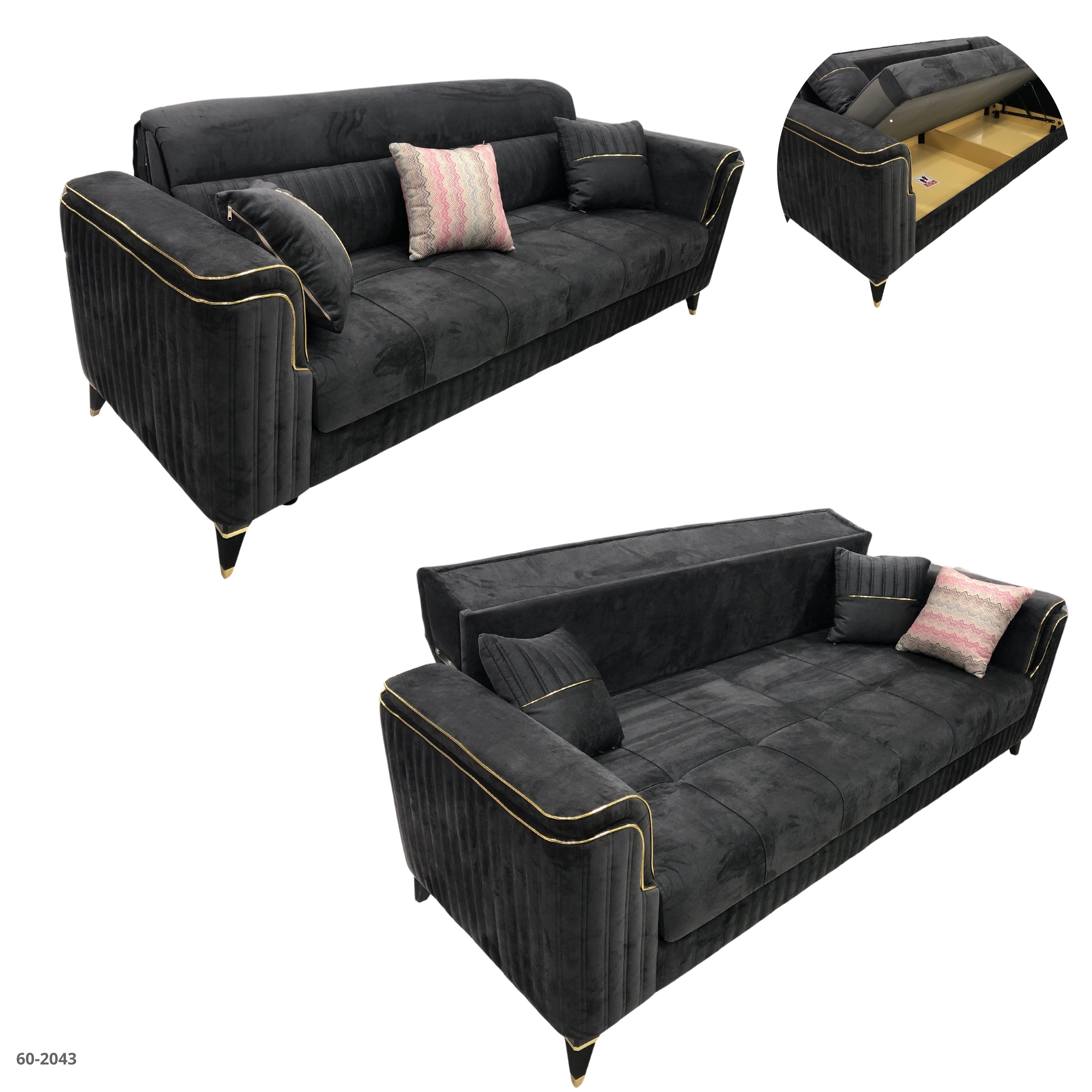 SOFA BED ORLANDO DARK GRAY / 60-2043
