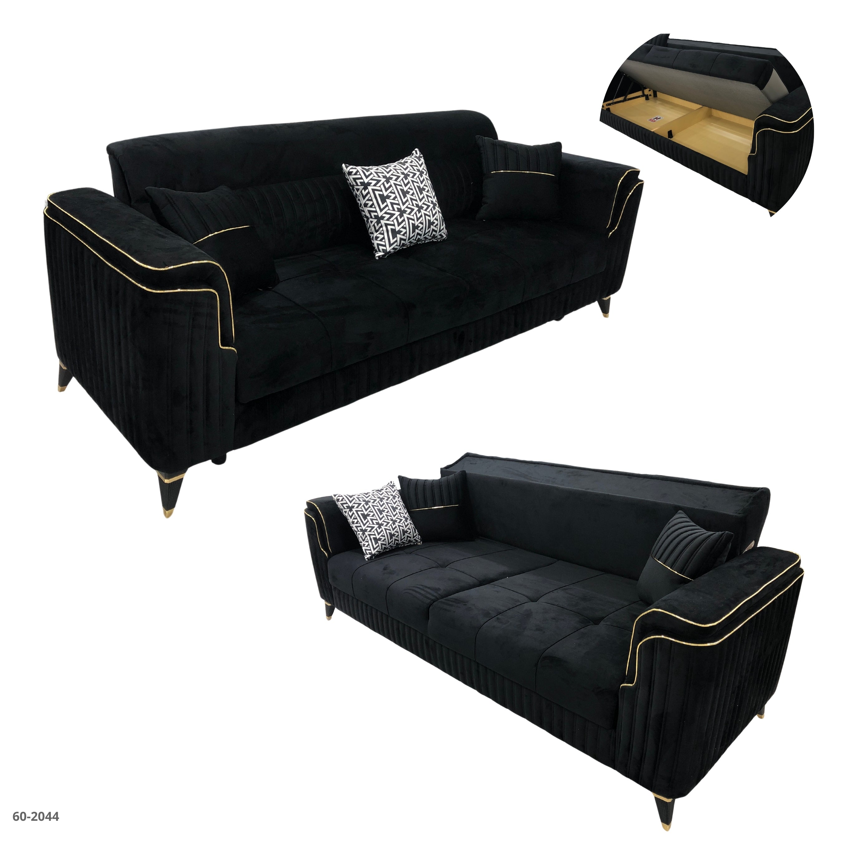 SOFA BED ORLANDO BLACK / 60-2044