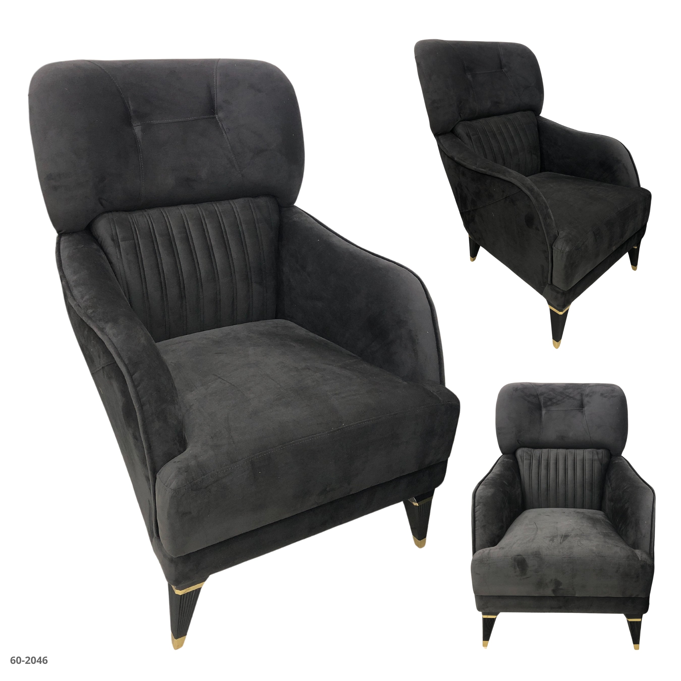 DARK GRAY ARMCHAIR CHAIR / 60-2046