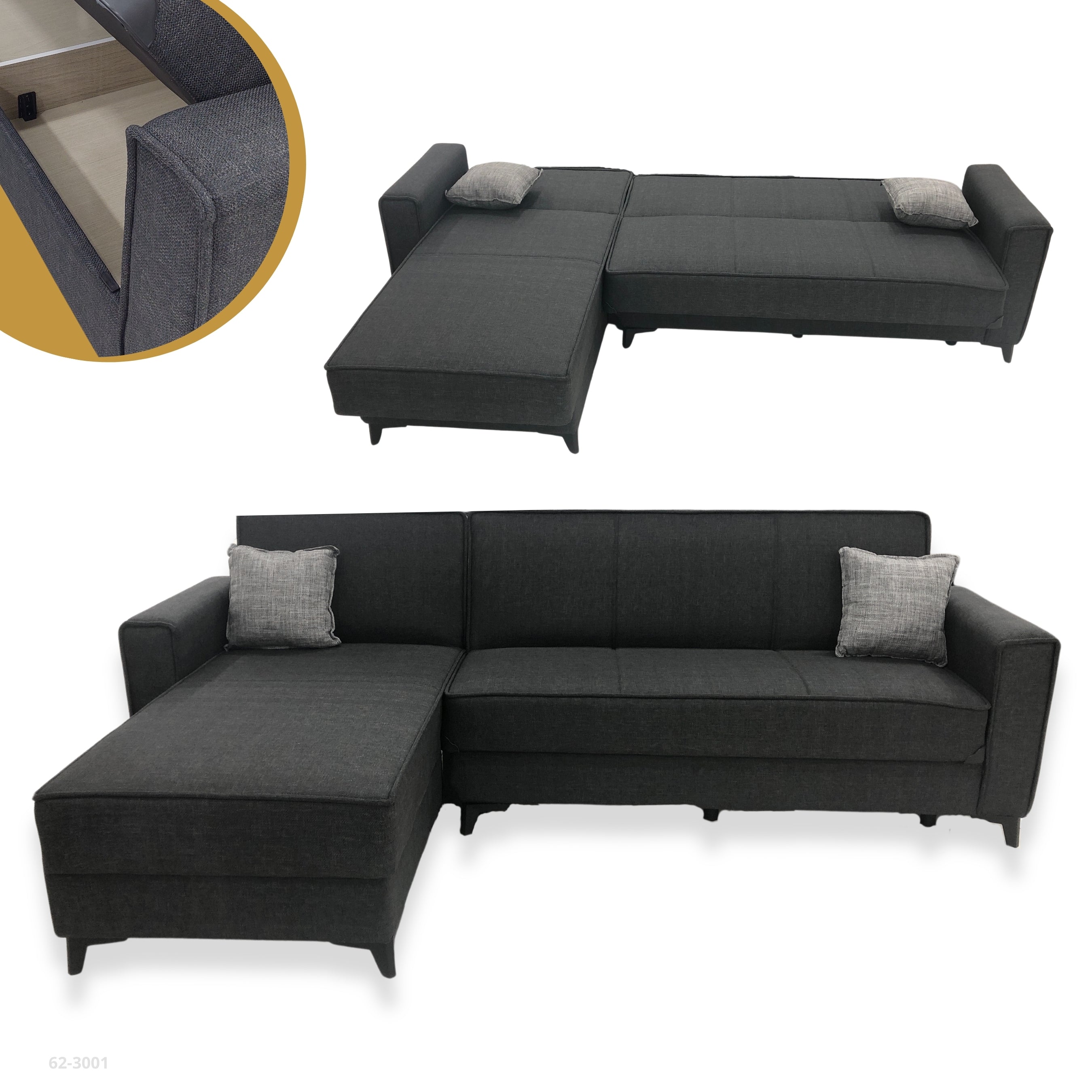 SOFA BED ARIS BLACK / 62-3001