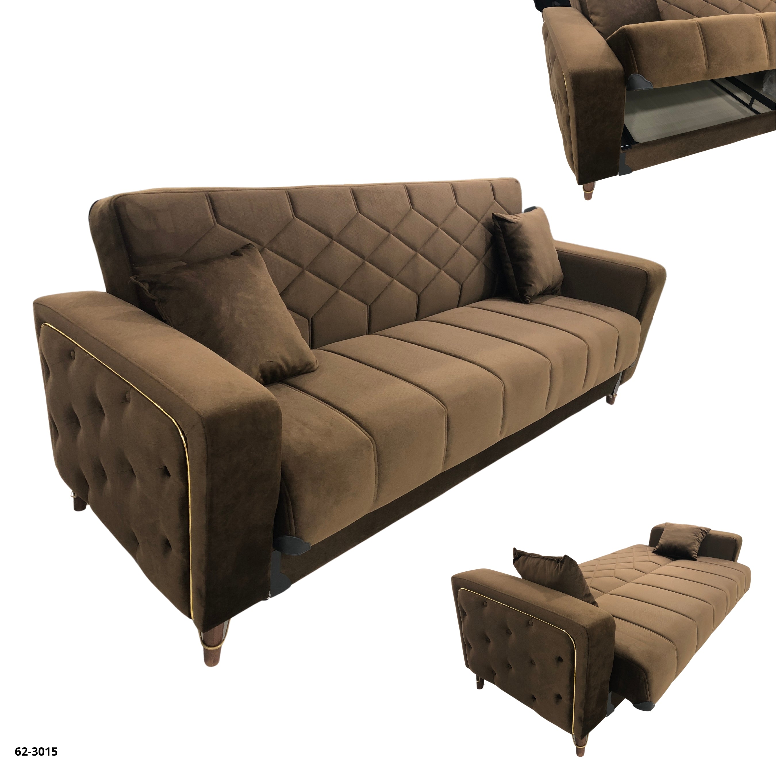 MELISA SOFA BED CHOCOLATE/GOLD / 2-3015