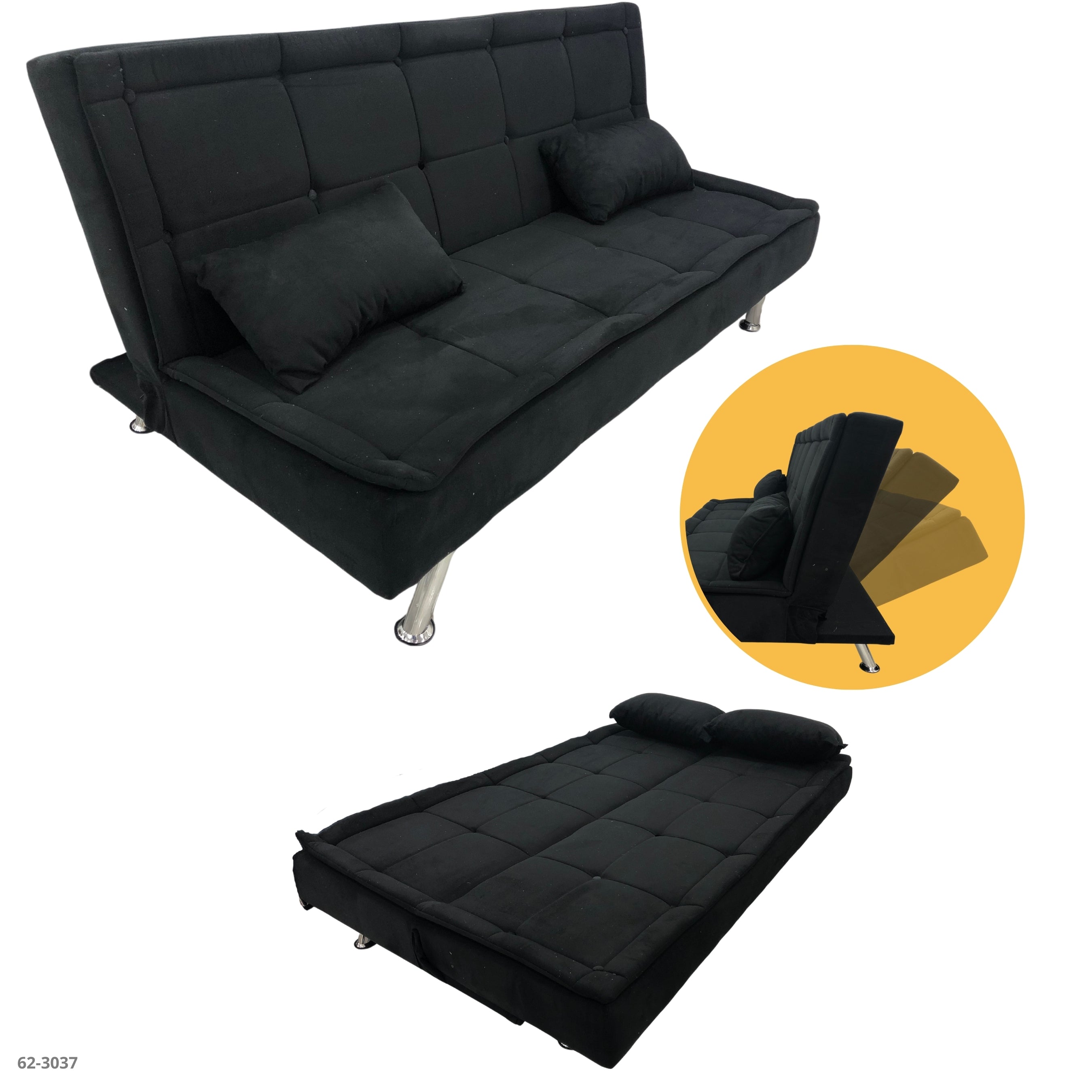 BLACK SOFA BED 210cm*103cm / 62-3028