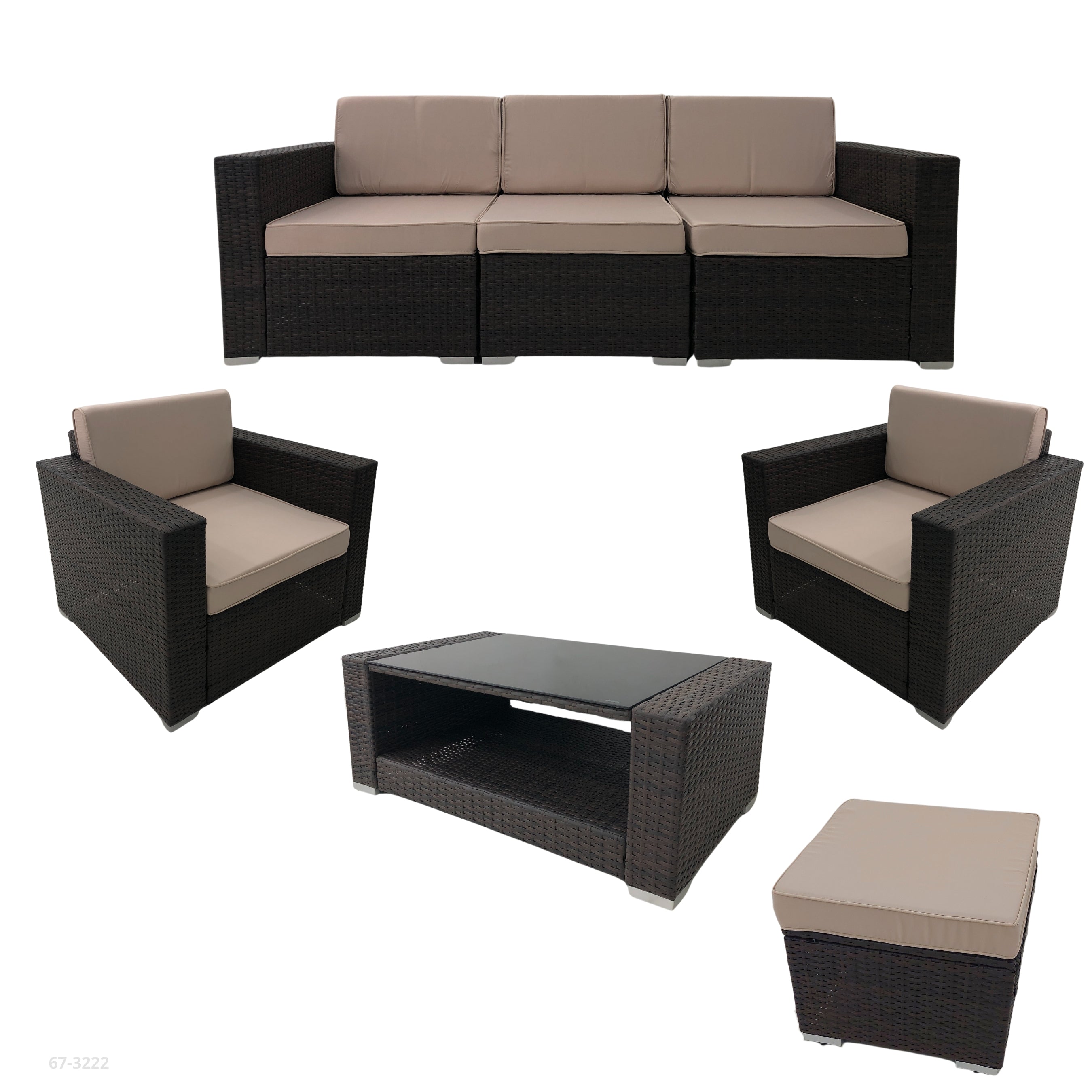 SOFA SET 6 PIECES CHOCOLATE COLOR