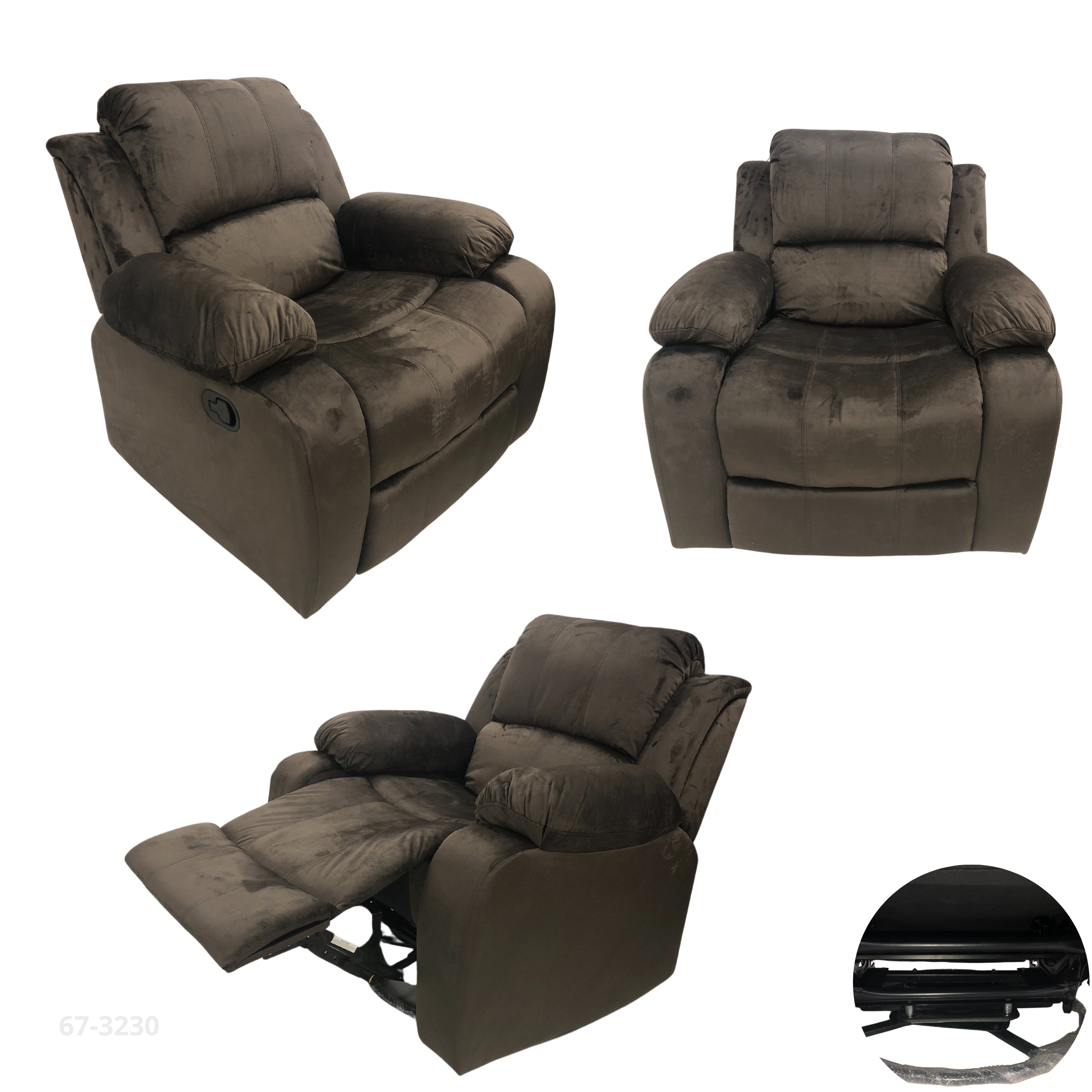 SOFA RECLINABLE GIRATORIO MECEDORA DE TELA CHOCOLATE