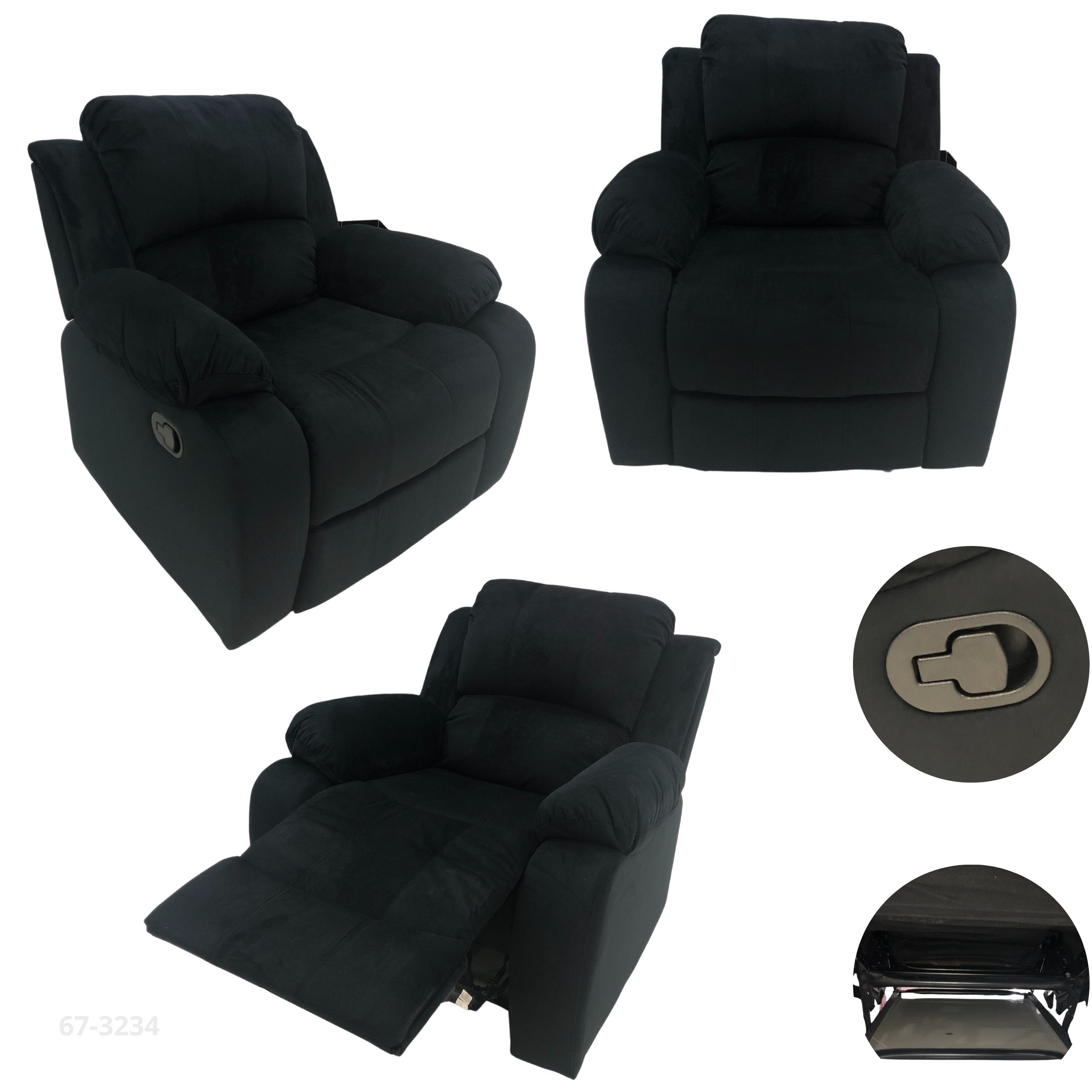 SOFA RECLINABLE DE TELA NEGRO