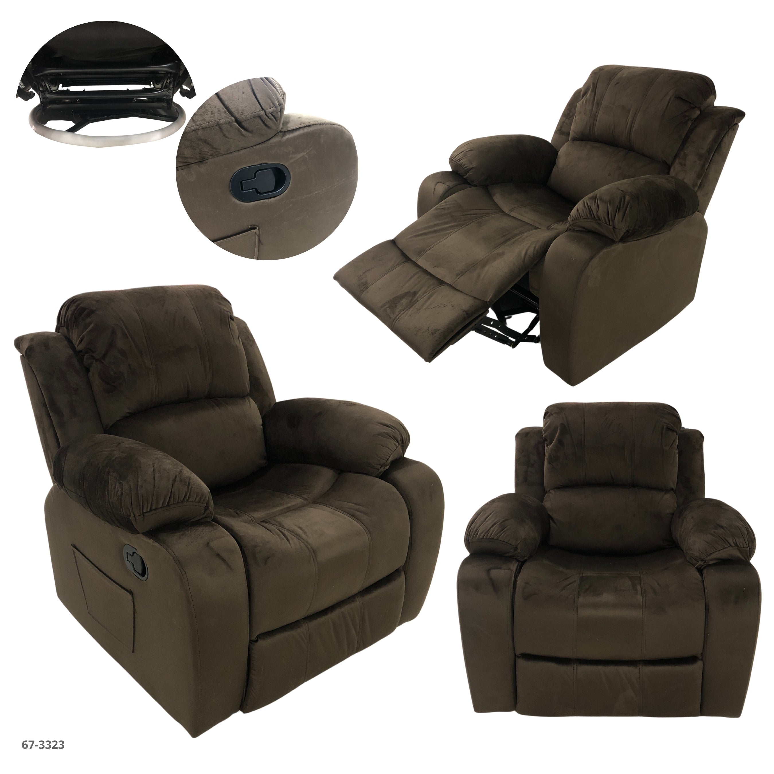 SOFA RECLINABLE GIRATORIO MECEDORA DE TELA CHOCOLATE