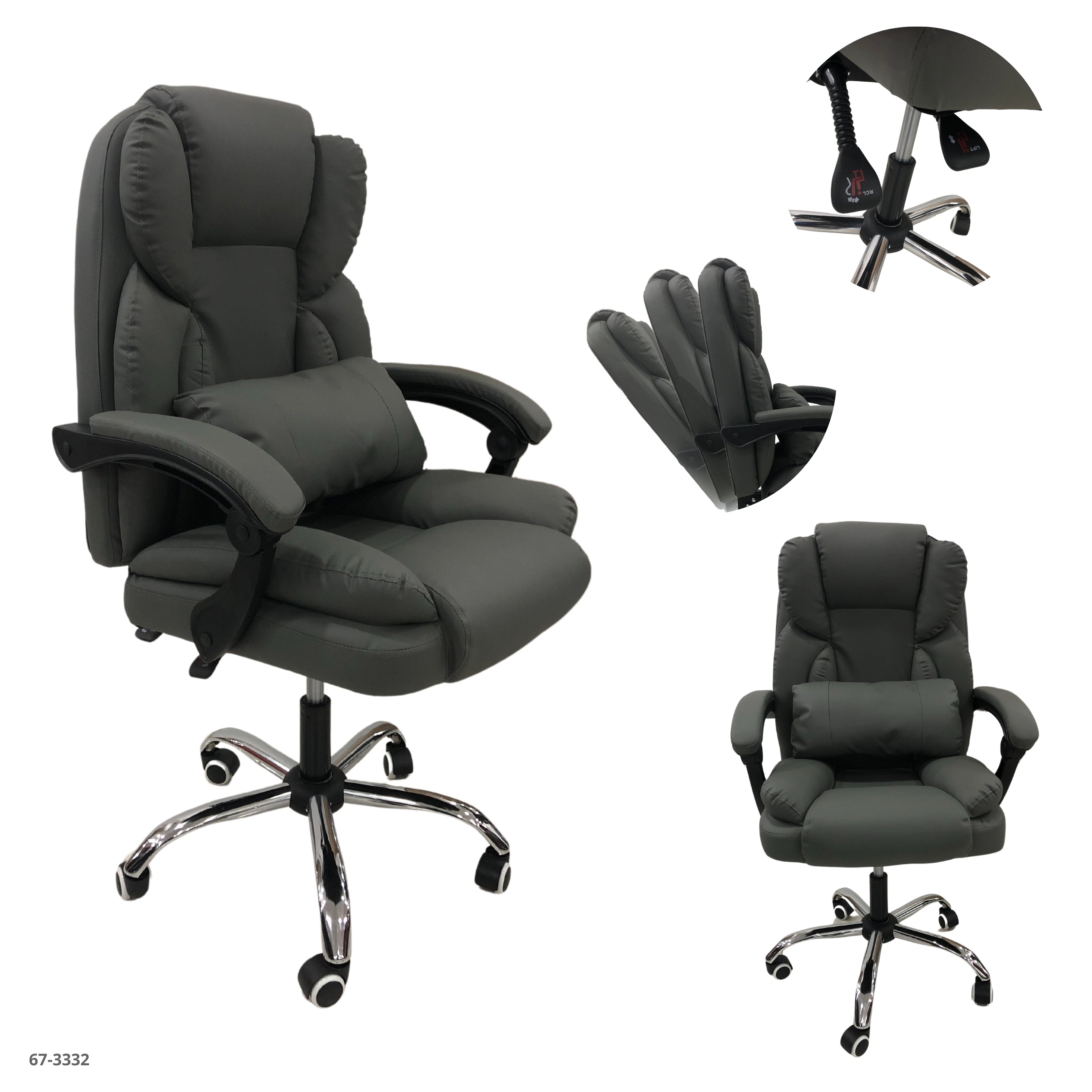 SILLA DE OFICINA CUERINA GRIS