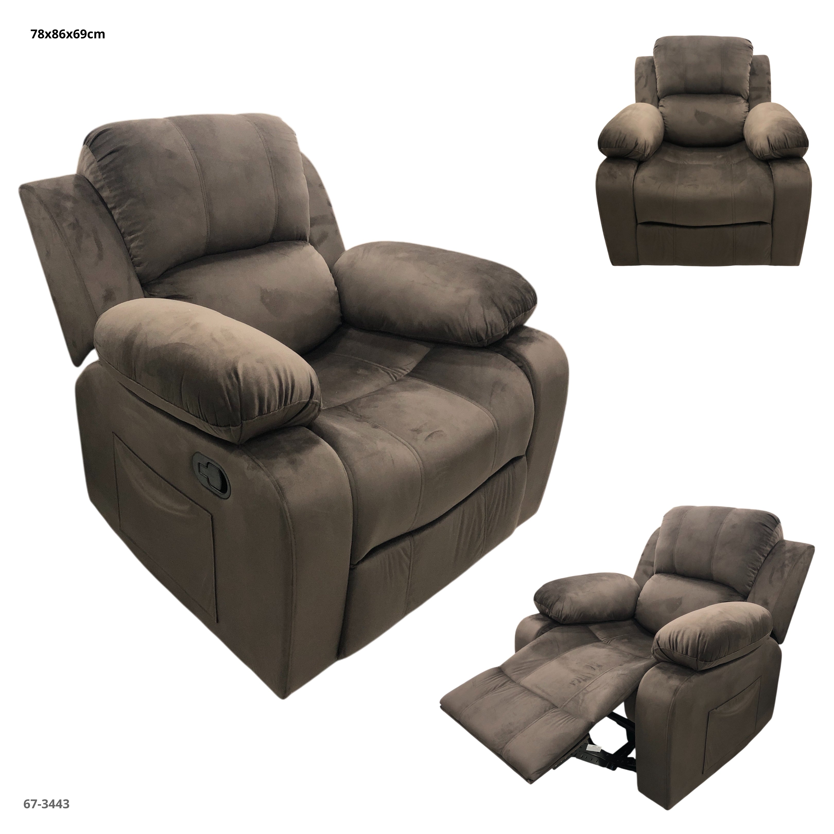 SOFA RECLINABLE GIRATORIO MECEDORA DE TERCIOPELO CHOCOLATE