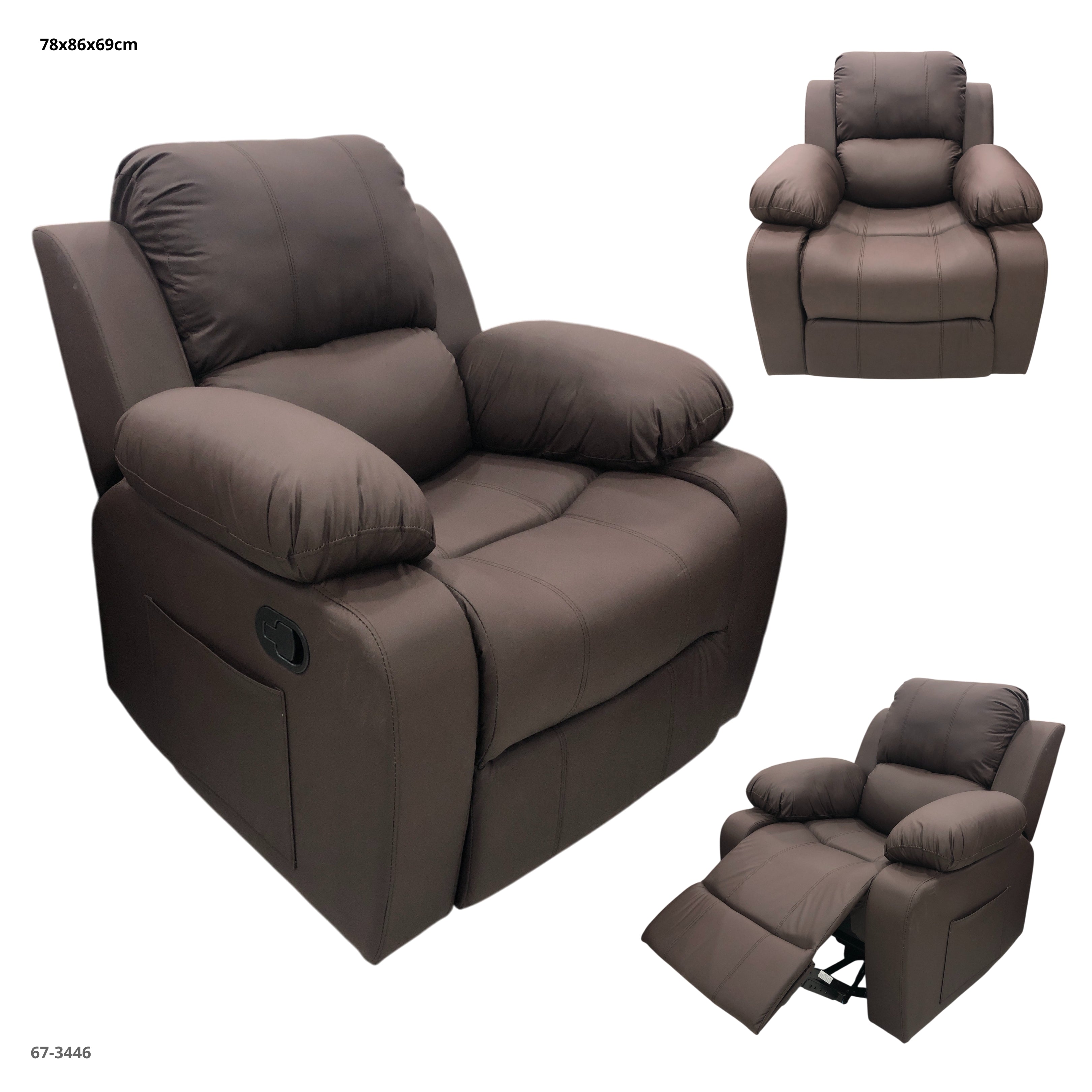 SOFA RECLINABLE GIRATORIO MECEDORA DE CUERINA CHOCOLATE