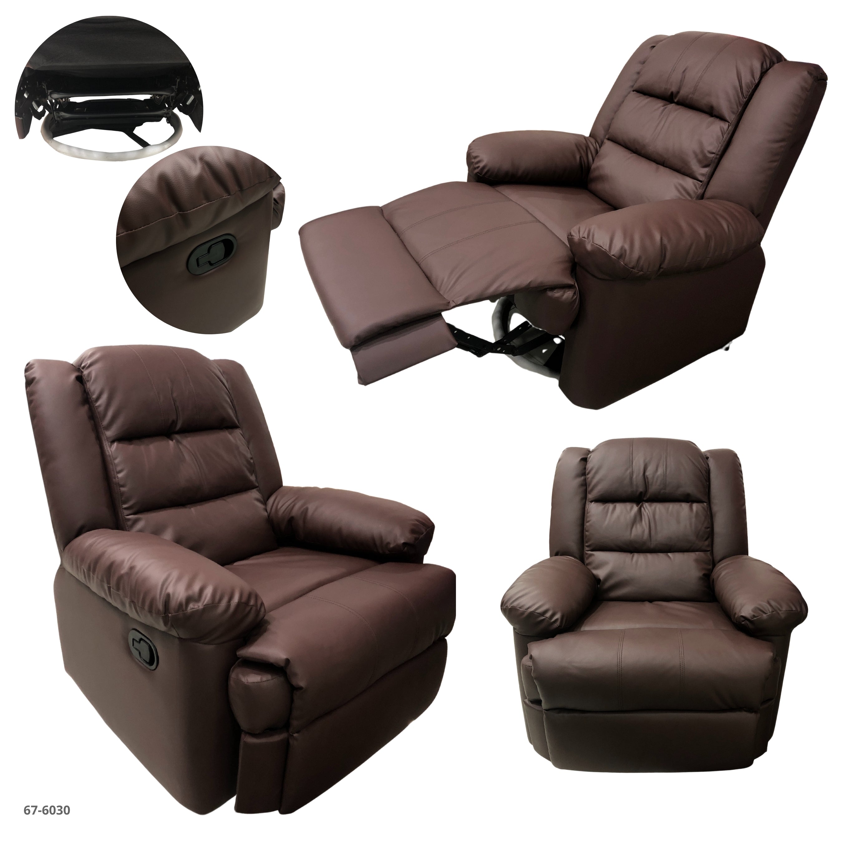 SOFA RECLINABLE CUERINA CHOCOLATE