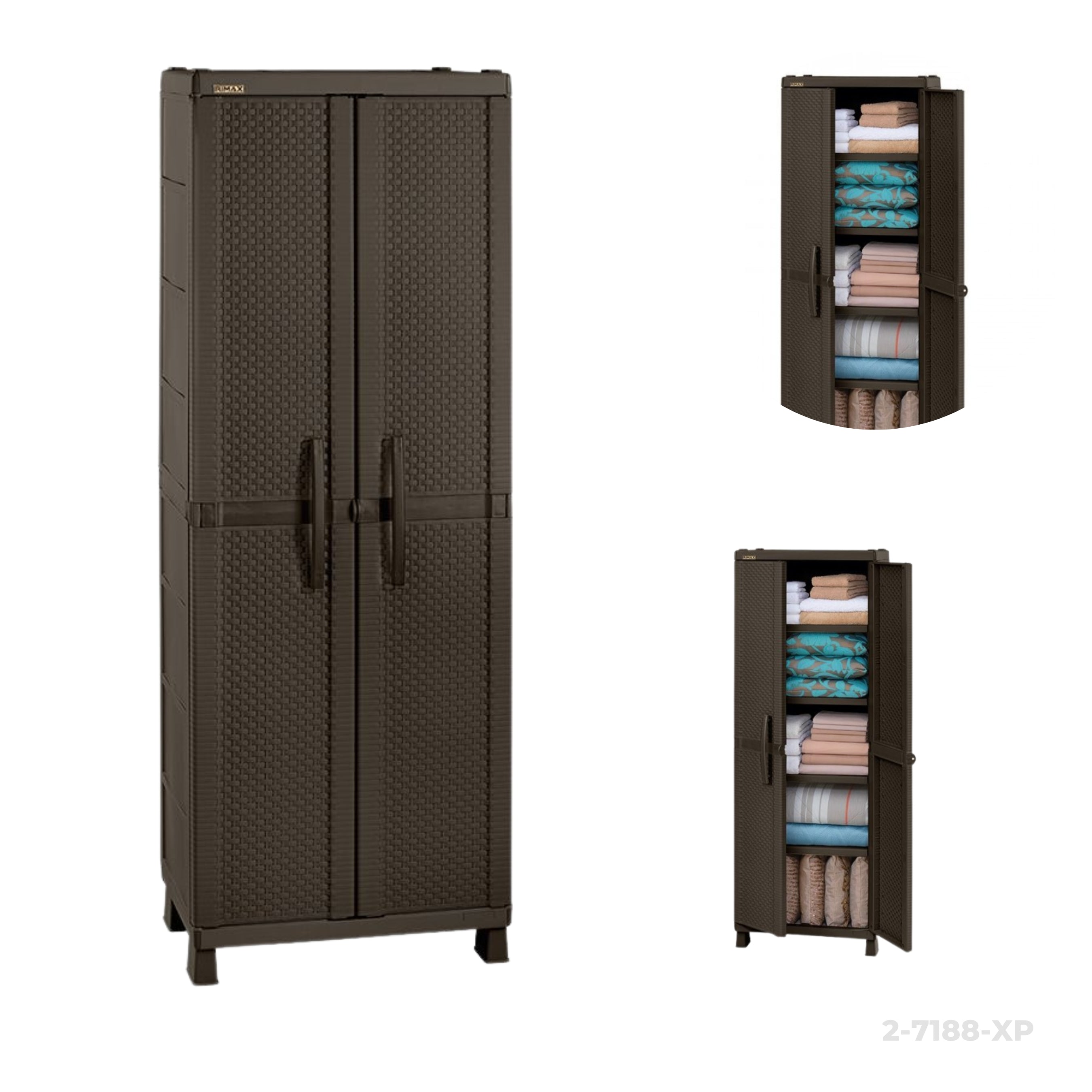 LARGE WENGUE RATTAN TEXTURE WARDROBE / 2-7188-XP