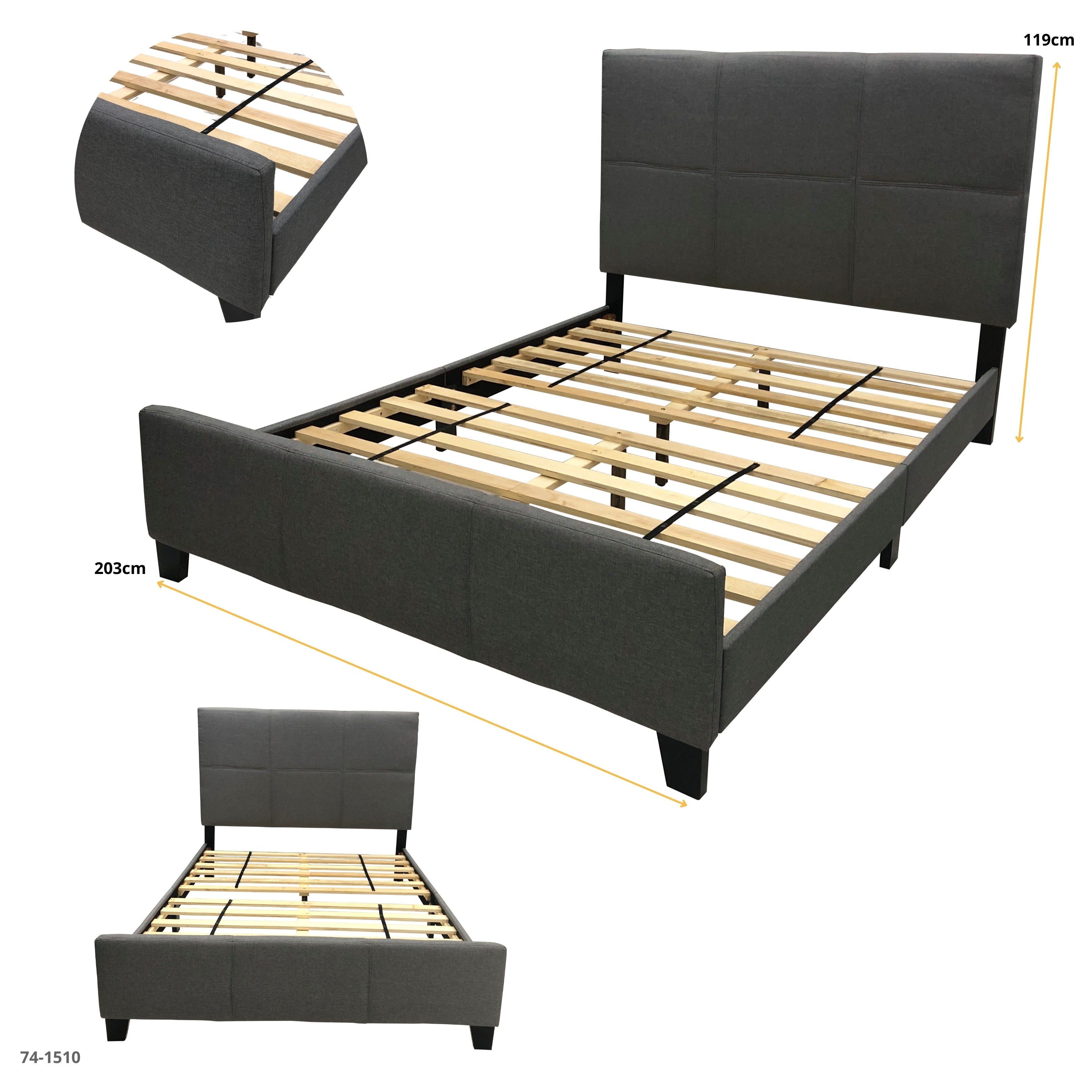 CAMA CAROLINE FULL GRIS