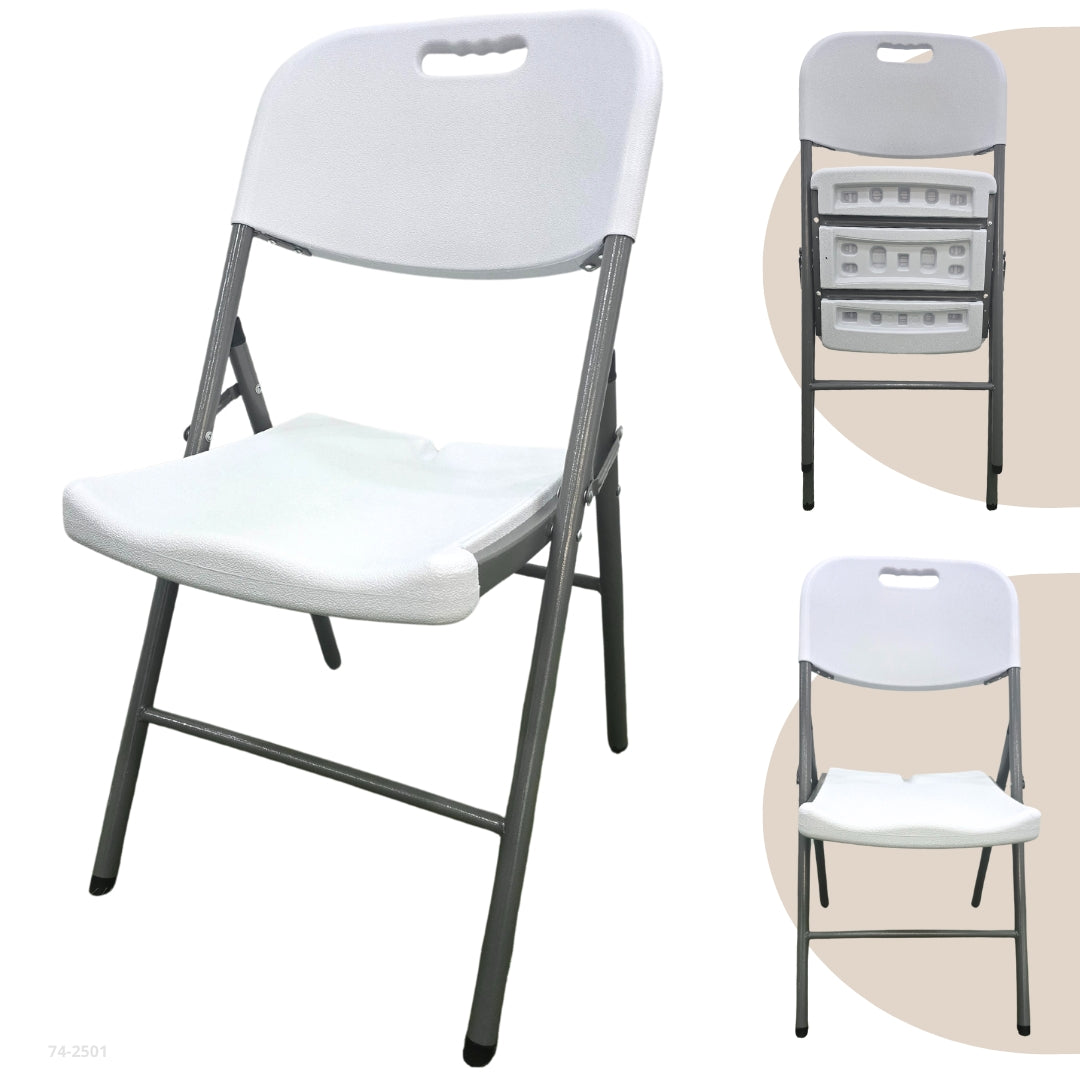 SILLA PLASTICA PLEGABLE BLANCA ESP 5.0CM  46X87X49 cm