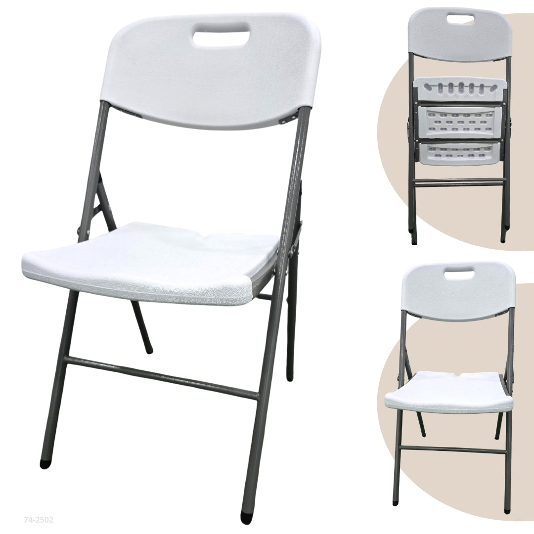 SILLA PLASTICA PLEGABLE BLANCA ESP 4.0CM 45X86X45 cm