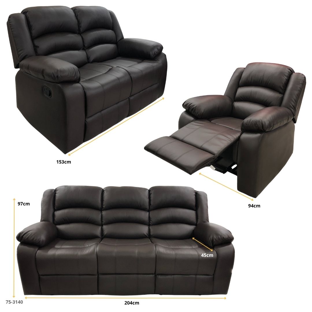JUEGO DE SOFA CHOCOLATE  RECLINABLE 3, 2, 1 CUERINA