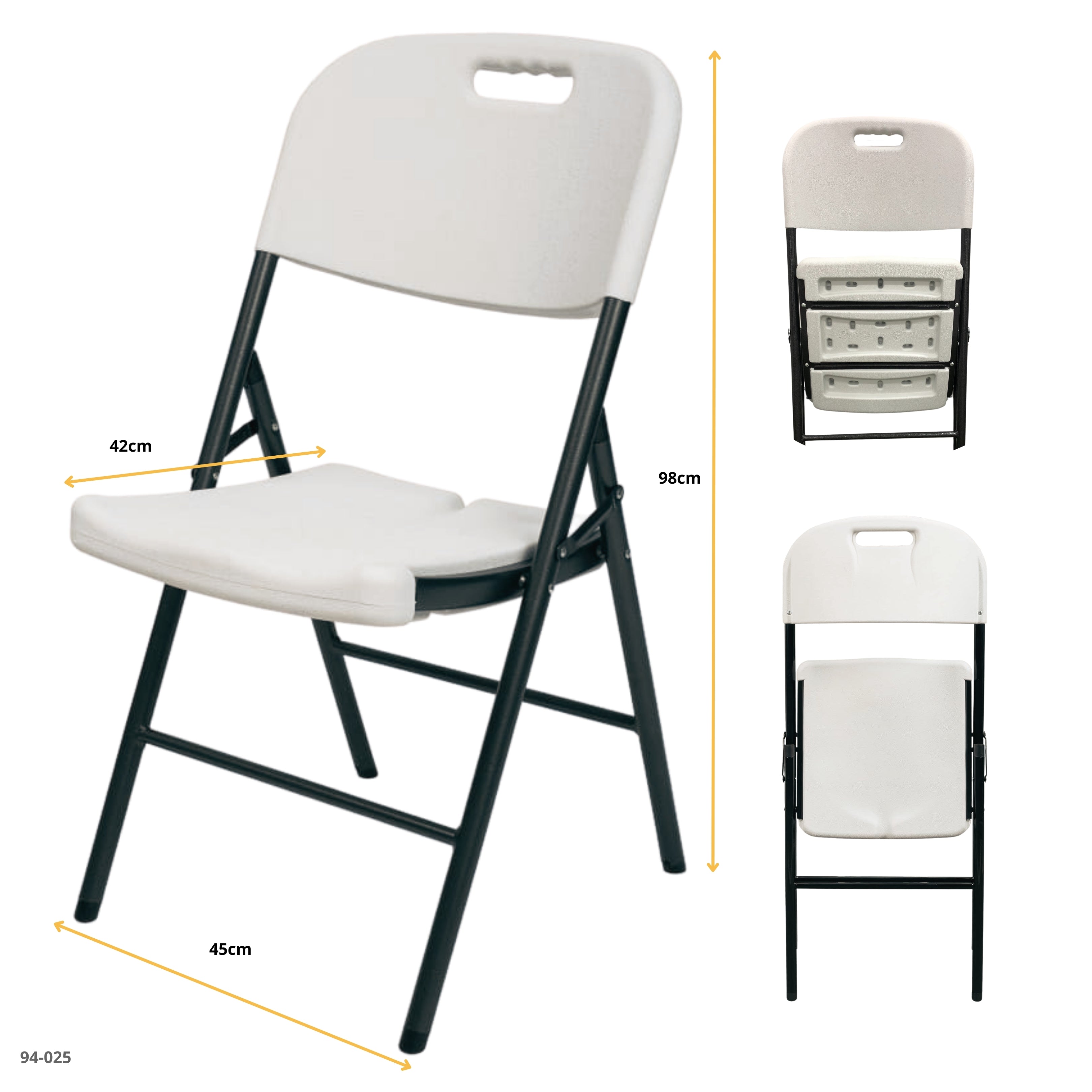 SILLA PLASTICA PLEGABLE BLANCO 54X46X88CM YC-049